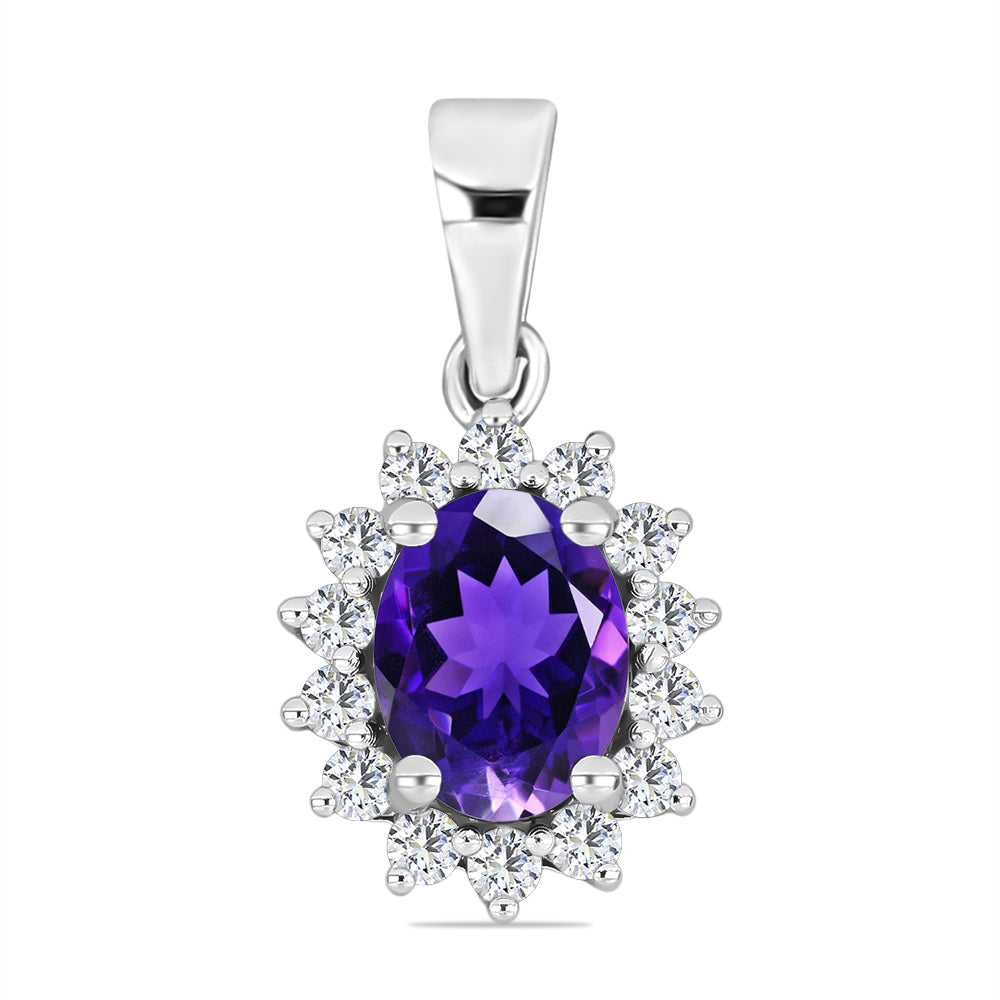 Silberanhänger mit marokkanischem Amethyst und weißem Topas 1 