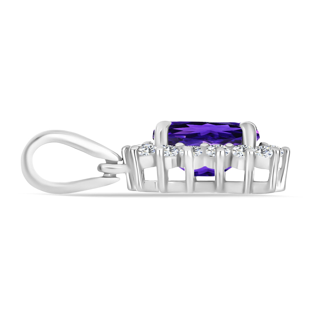 Silberanhänger mit marokkanischem Amethyst und weißem Topas 2 