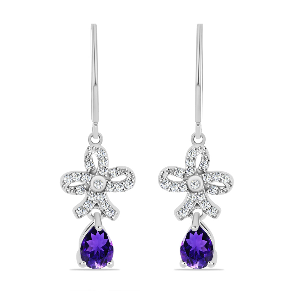 Silberohrringe mit marokkanischem Amethyst und weißem Topas