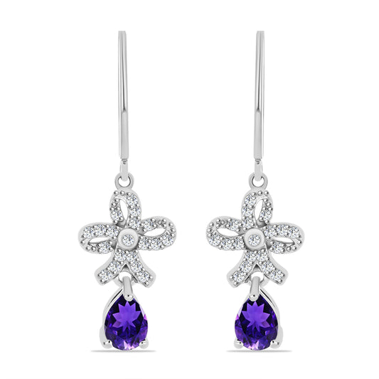 Silberohrringe mit marokkanischem Amethyst und weißem Topas