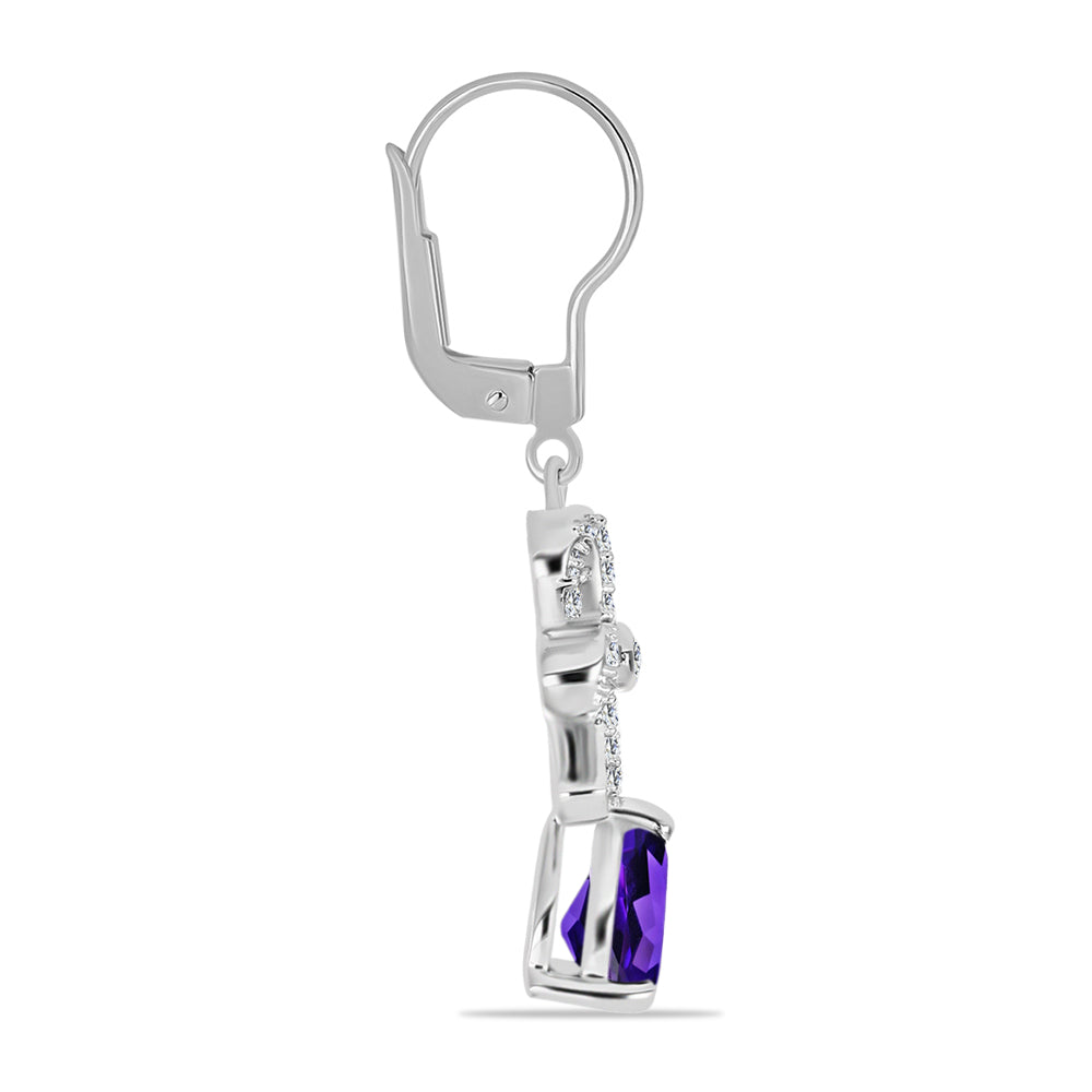 Silberohrringe mit marokkanischem Amethyst und weißem Topas 2 