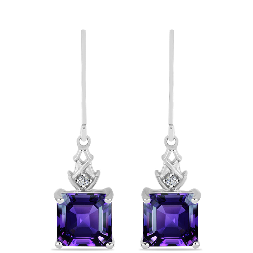 Silberohrringe mit marokkanischem Amethyst und weißem Topas