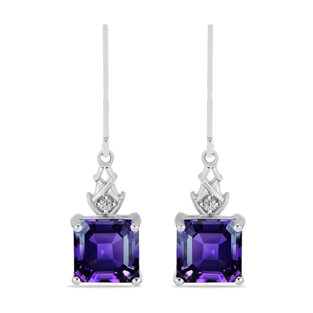 Silberohrringe mit marokkanischem Amethyst und weißem Topas