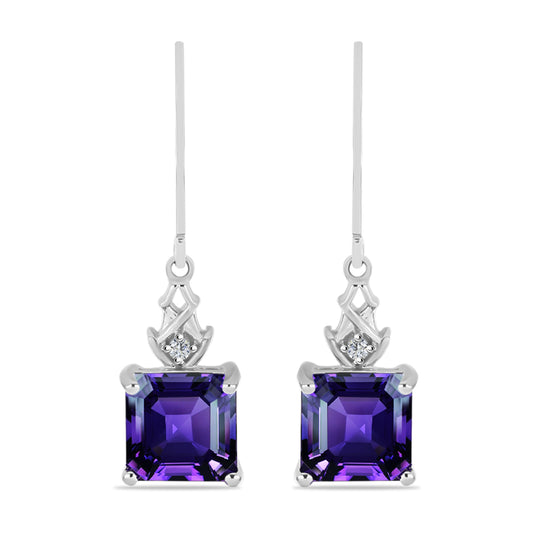 Silberohrringe mit marokkanischem Amethyst und weißem Topas