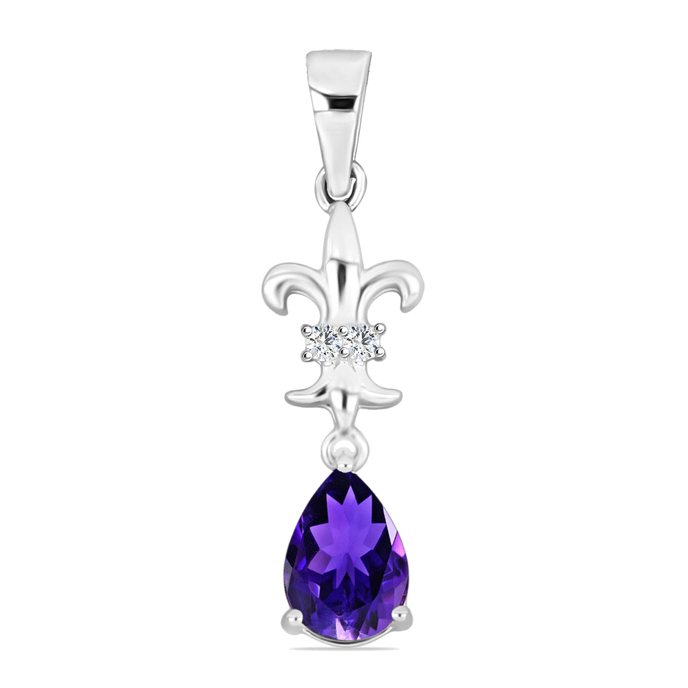 Silberanhänger mit marokkanischem Amethyst und weißem Topas 1 