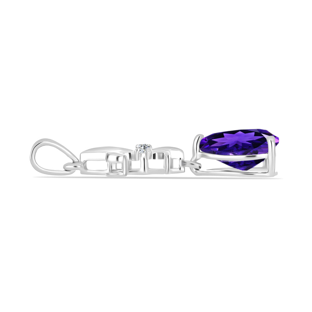 Silberanhänger mit marokkanischem Amethyst und weißem Topas 2 