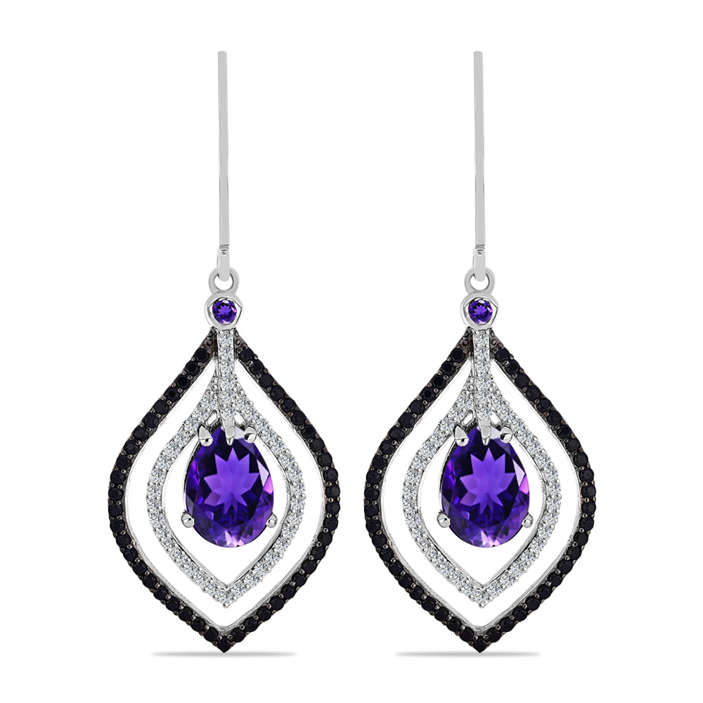 Silberohrringe mit marokkanischem Amethyst und weißem Topas
