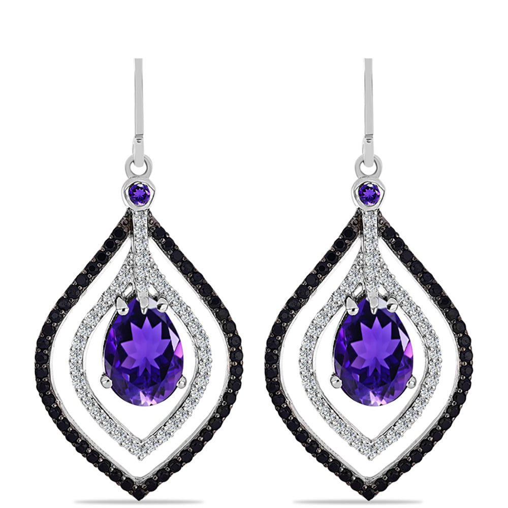 Silberohrringe mit marokkanischem Amethyst und weißem Topas