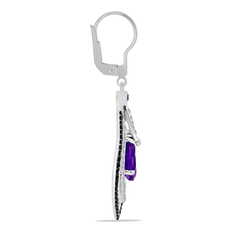Silberohrringe mit marokkanischem Amethyst und weißem Topas