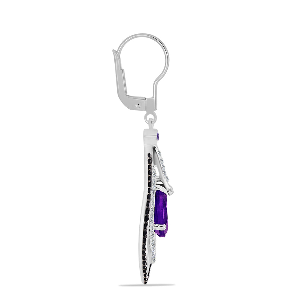Silberohrringe mit marokkanischem Amethyst und weißem Topas 4 