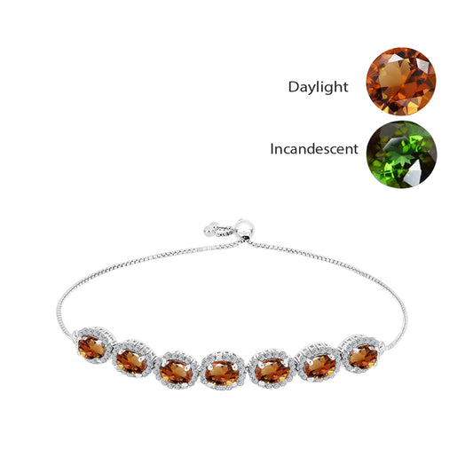 Silberarmband mit zertifiziertem laborgezüchteten Zultanit aus Anatolien und weißem Topas