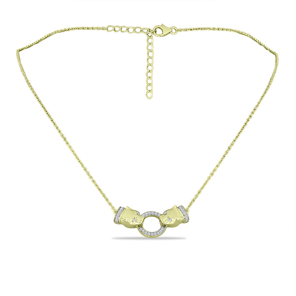 Goldplattierte Silberhalskette mit weißem Diamant und weißem Topas 1 
