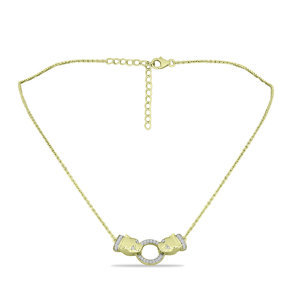 Goldplattierte Silberhalskette mit weißem Diamant und weißem Topas