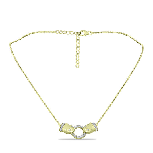 Goldplattierte Silberhalskette mit weißem Diamant und weißem Topas