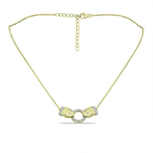 Goldplattierte Silberhalskette mit weißem Diamant und weißem Topas