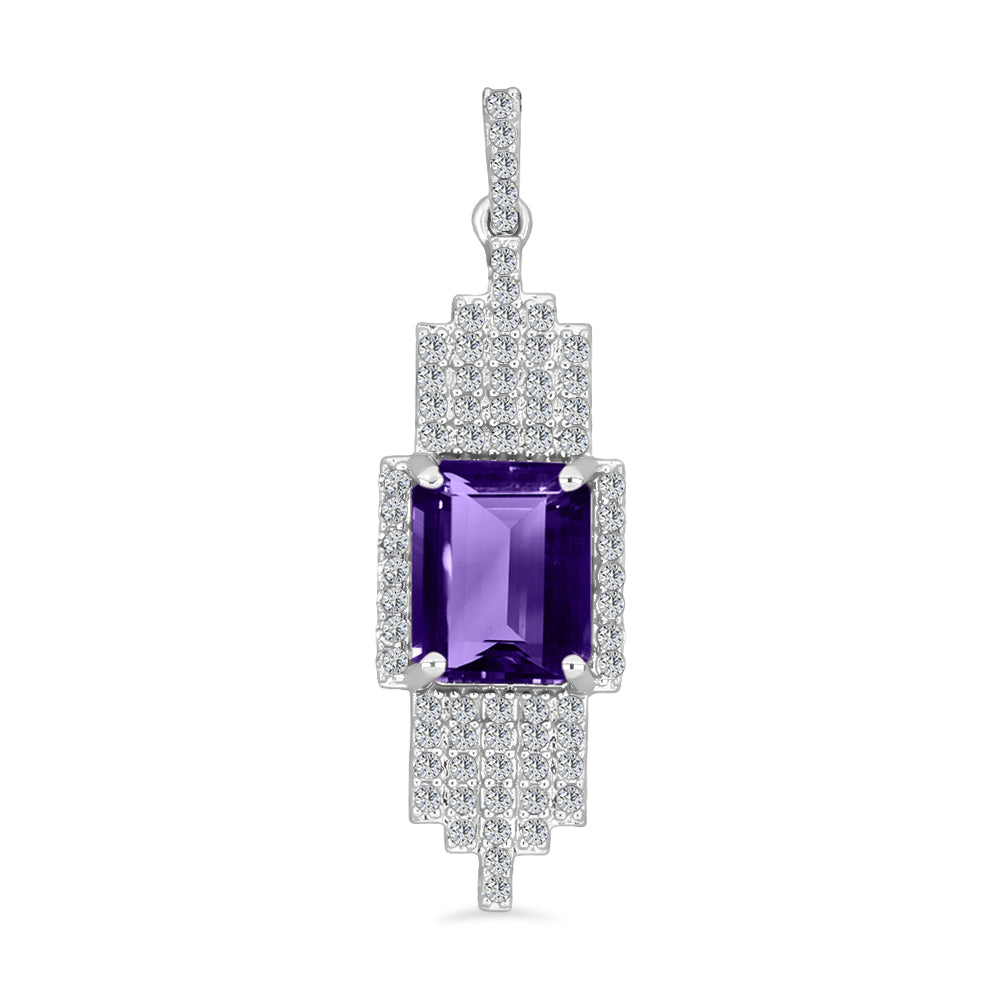 Silberanhänger mit marokkanischem Amethyst und weißem Topas 1 