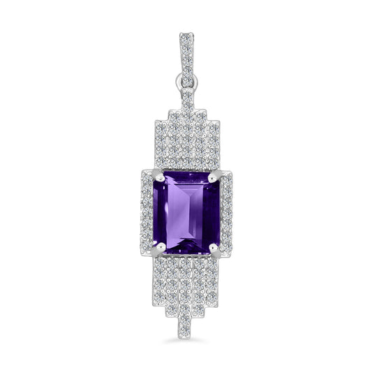 Silberanhänger mit marokkanischem Amethyst und weißem Topas
