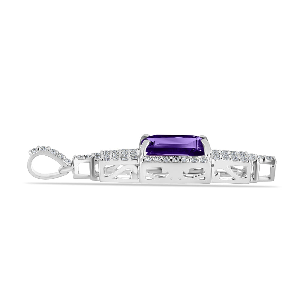Silberanhänger mit marokkanischem Amethyst und weißem Topas 2 