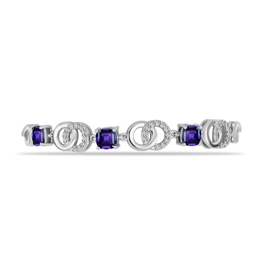 Silberarmband mit marokkanischem Amethyst und weißem Topas