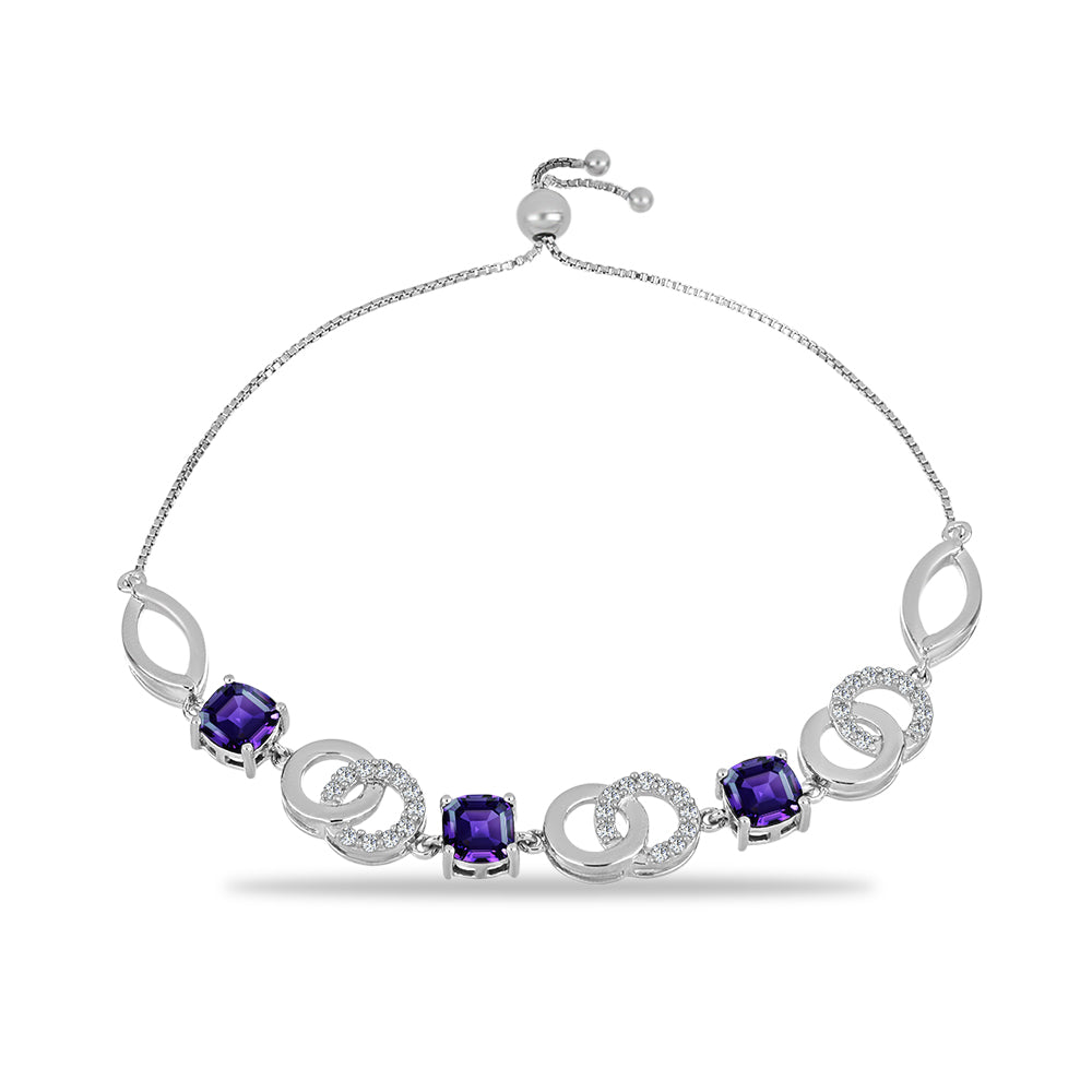 Silberarmband mit marokkanischem Amethyst und weißem Topas 1 