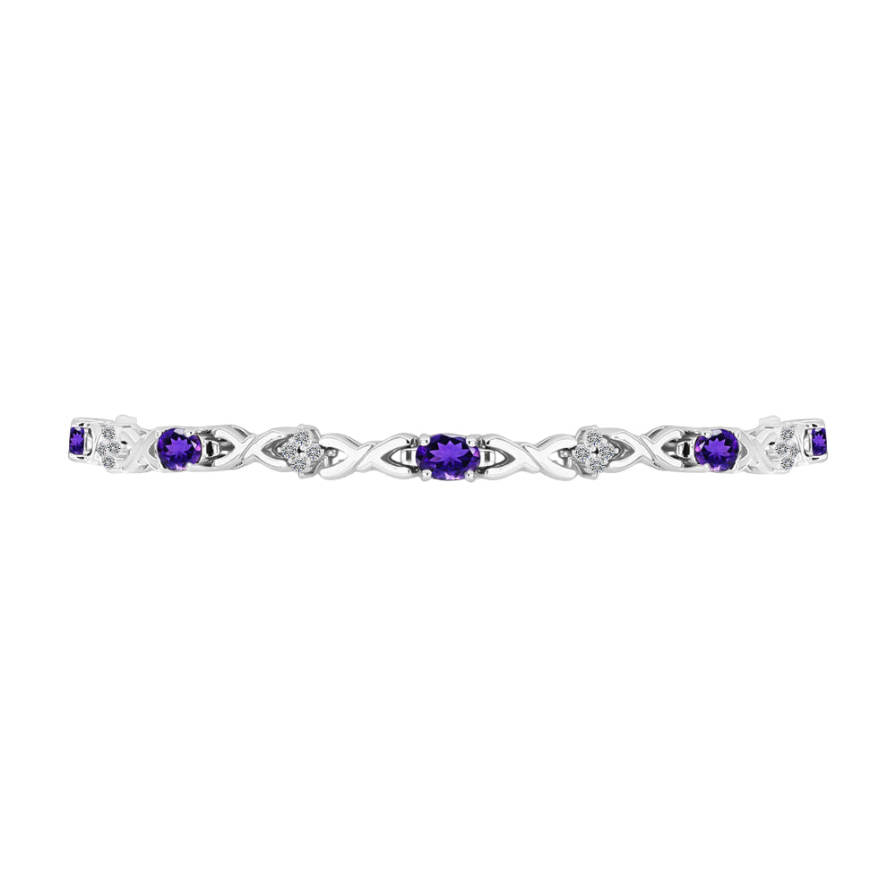 Silberarmband mit marokkanischem Amethyst und weißem Topas