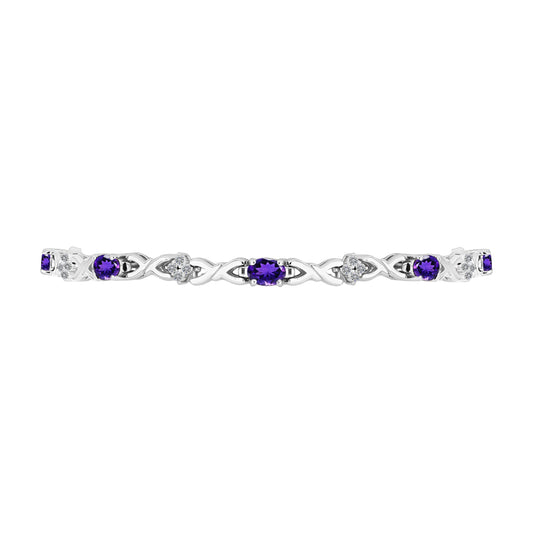 Silberarmband mit marokkanischem Amethyst und weißem Topas