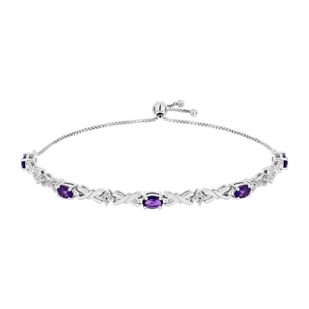 Silberarmband mit marokkanischem Amethyst und weißem Topas