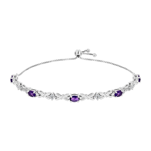 Silberarmband mit marokkanischem Amethyst und weißem Topas