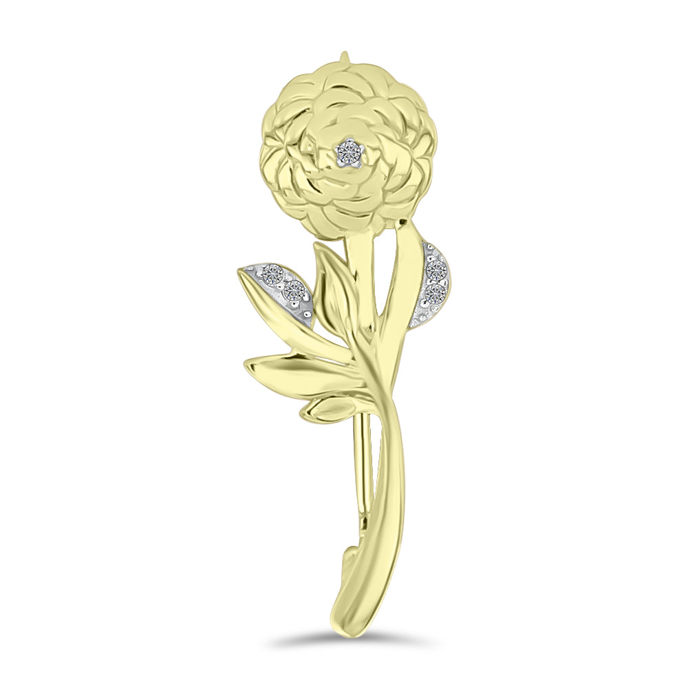 Goldplattierte Silberbrosche mit weißem Diamant 1 