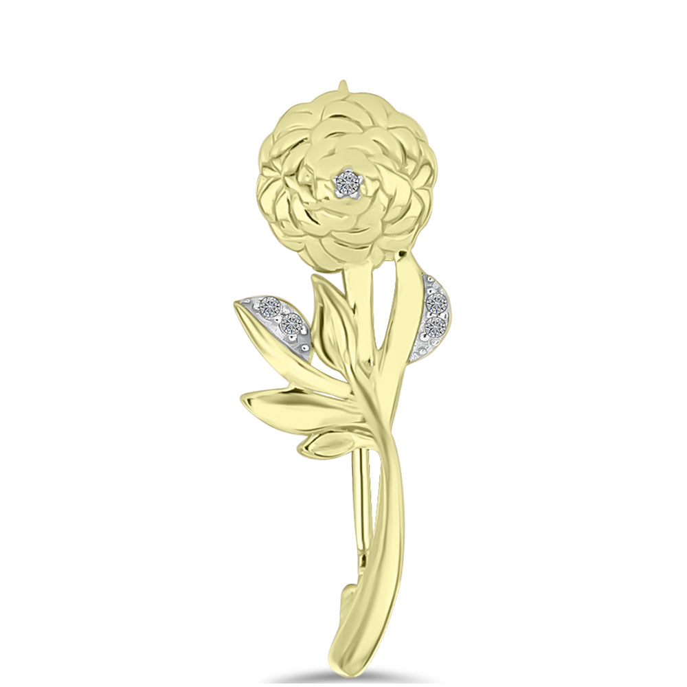 Goldplattierte Silberbrosche mit weißem Diamant 3 