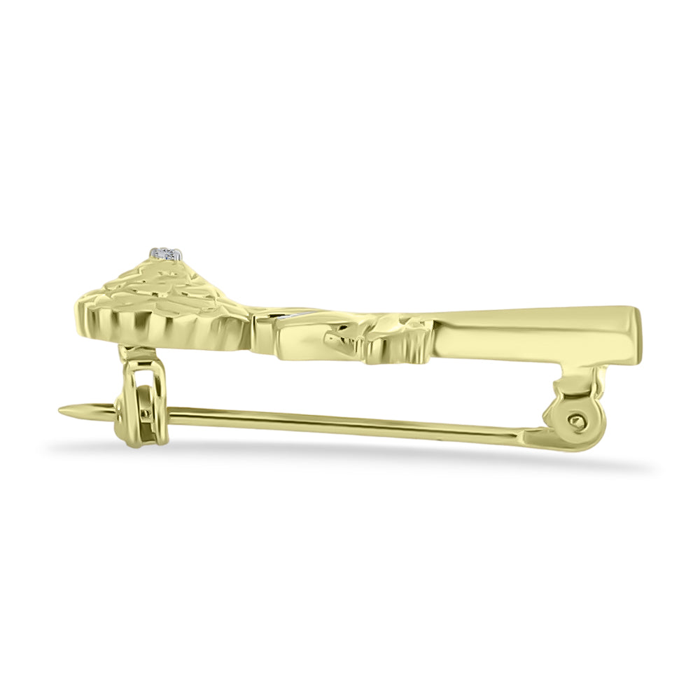 Goldplattierte Silberbrosche mit weißem Diamant