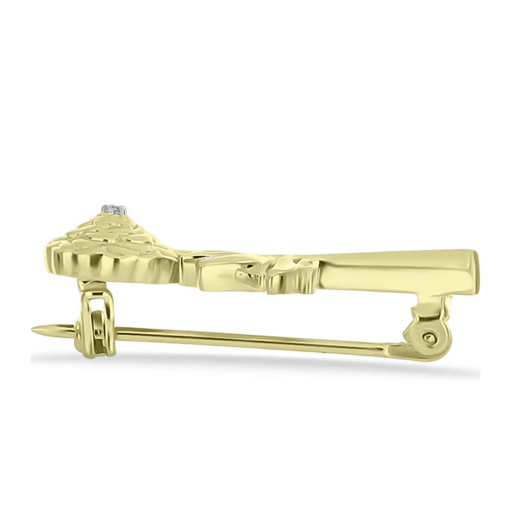 Goldplattierte Silberbrosche mit weißem Diamant
