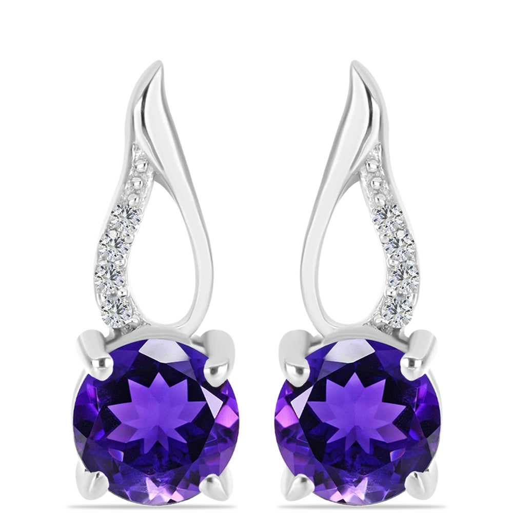 Silberohrringe mit marokkanischem Amethyst und weißem Topas