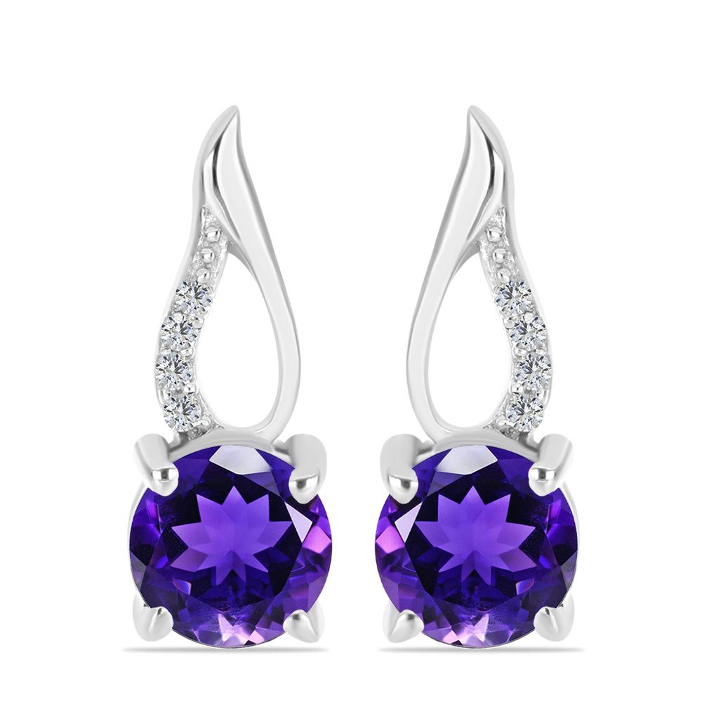 Silberohrringe mit marokkanischem Amethyst und weißem Topas