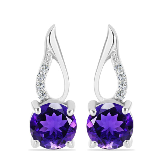 Silberohrringe mit marokkanischem Amethyst und weißem Topas
