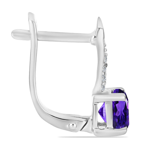 Silberohrringe mit marokkanischem Amethyst und weißem Topas