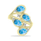 Goldplattierter Silberring mit Larimar und weißem Topas
