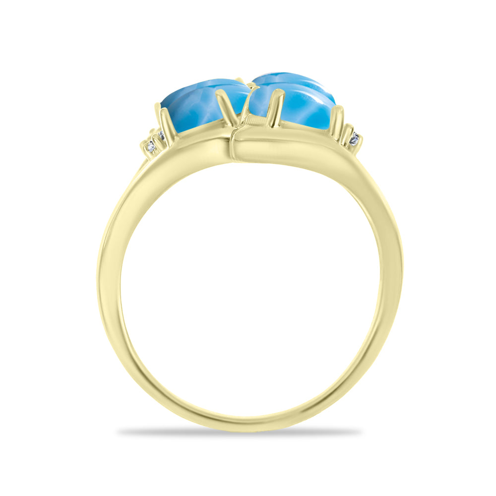 Goldplattierter Silberring mit Larimar und weißem Topas