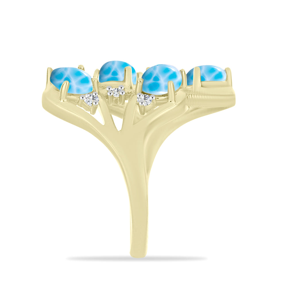 Goldplattierter Silberring mit Larimar und weißem Topas 4 