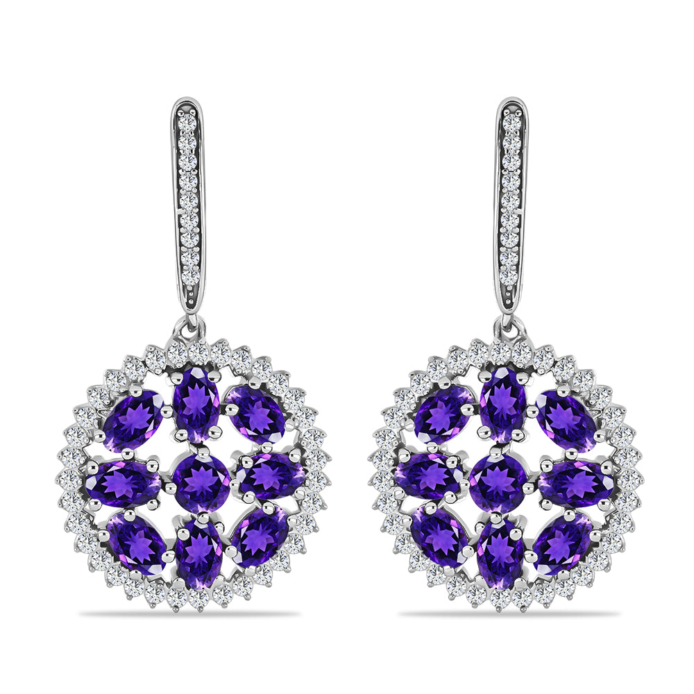 Silberohrringe mit marokkanischem Amethyst und weißem Topas