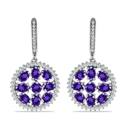 Silberohrringe mit marokkanischem Amethyst und weißem Topas