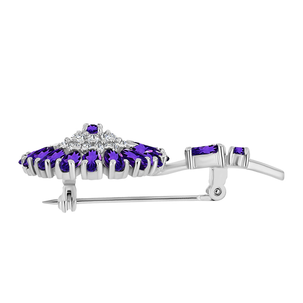 Silberbrosche mit marokkanischem Amethyst und weißem Topas 4 