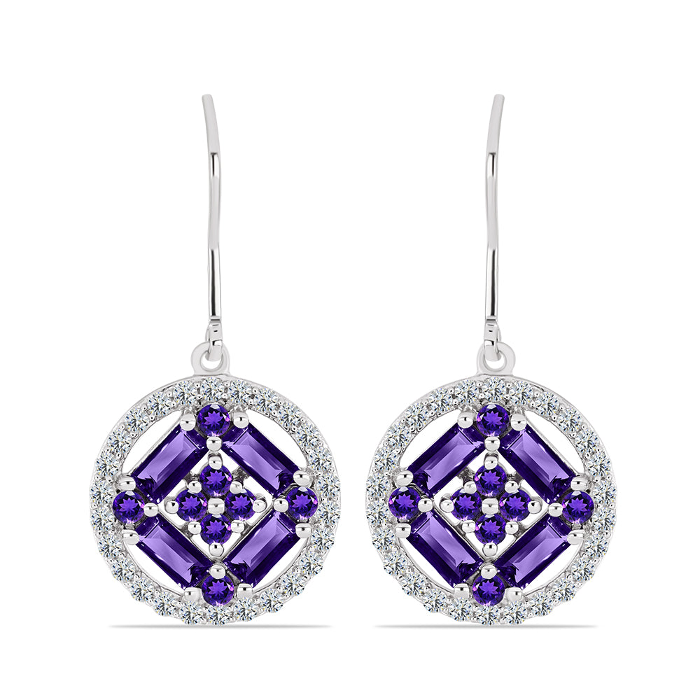 Silberohrringe mit marokkanischem Amethyst und weißem Topas