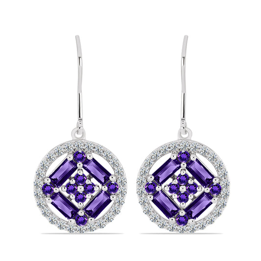 Silberohrringe mit marokkanischem Amethyst und weißem Topas