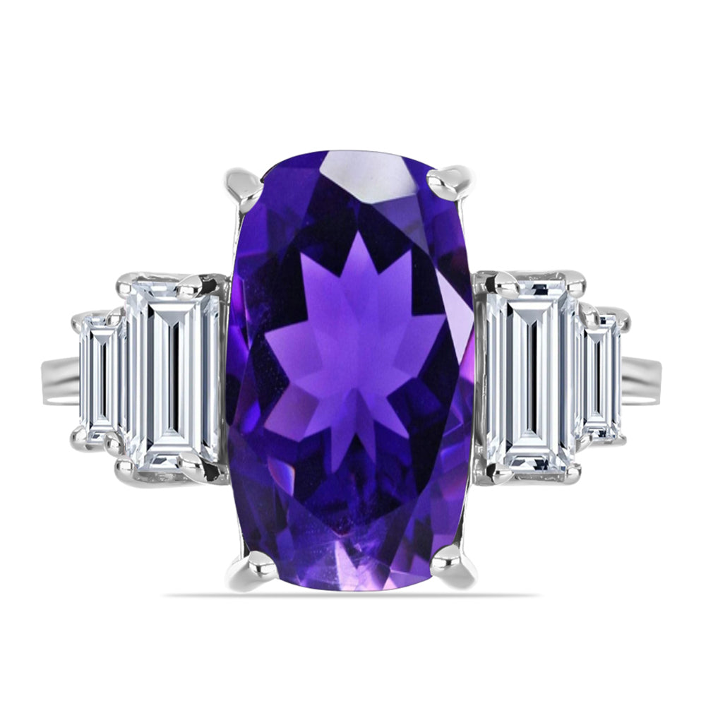 Silberring mit marokkanischem Amethyst und weißem Topas