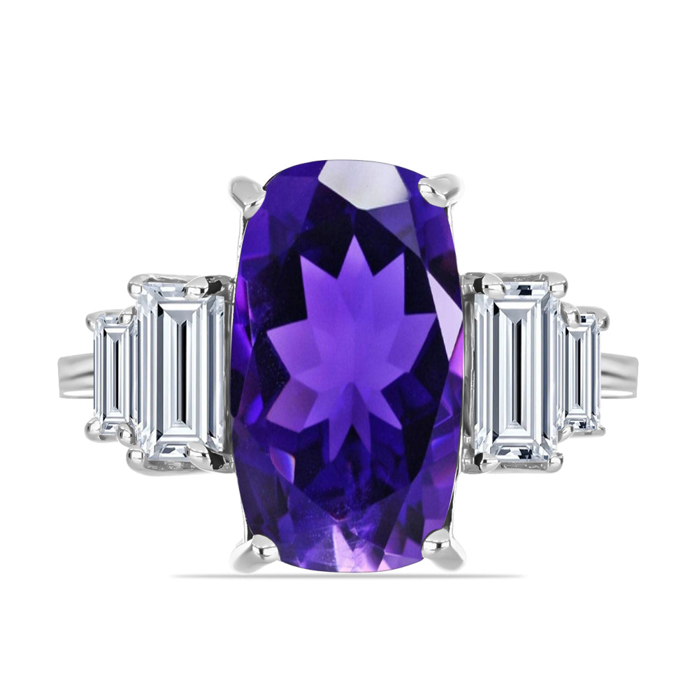 Silberring mit marokkanischem Amethyst und weißem Topas