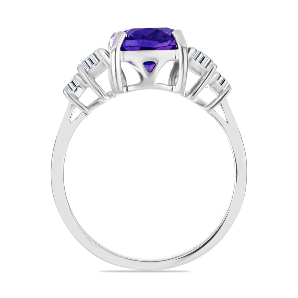 Silberring mit marokkanischem Amethyst und weißem Topas 2 