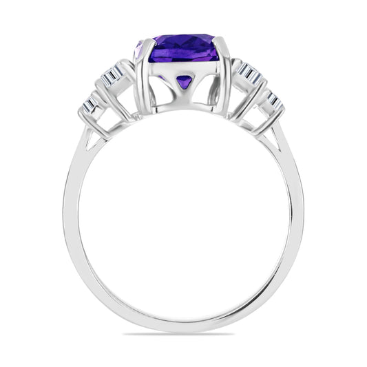 Silberring mit marokkanischem Amethyst und weißem Topas