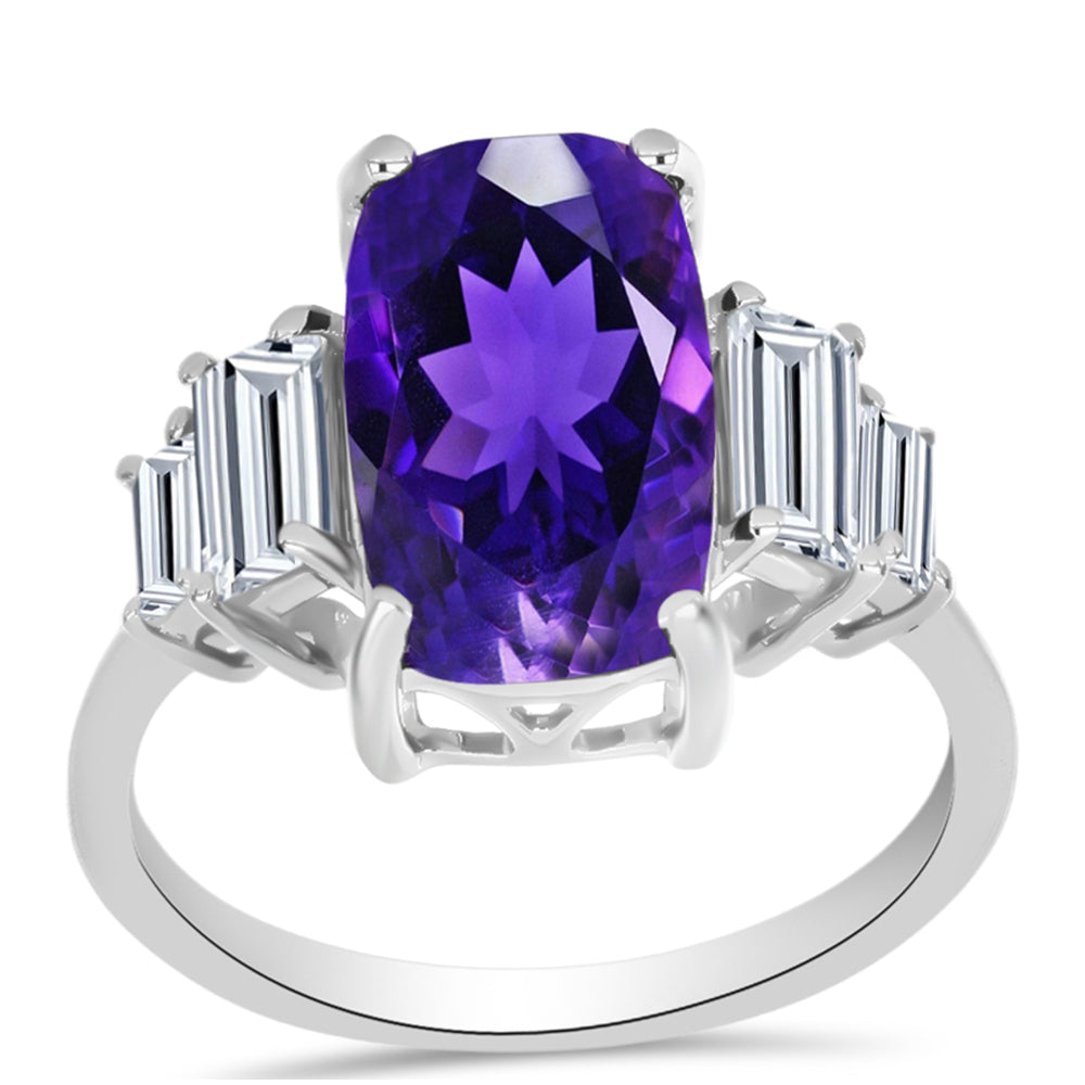 Silberring mit marokkanischem Amethyst und weißem Topas 7 