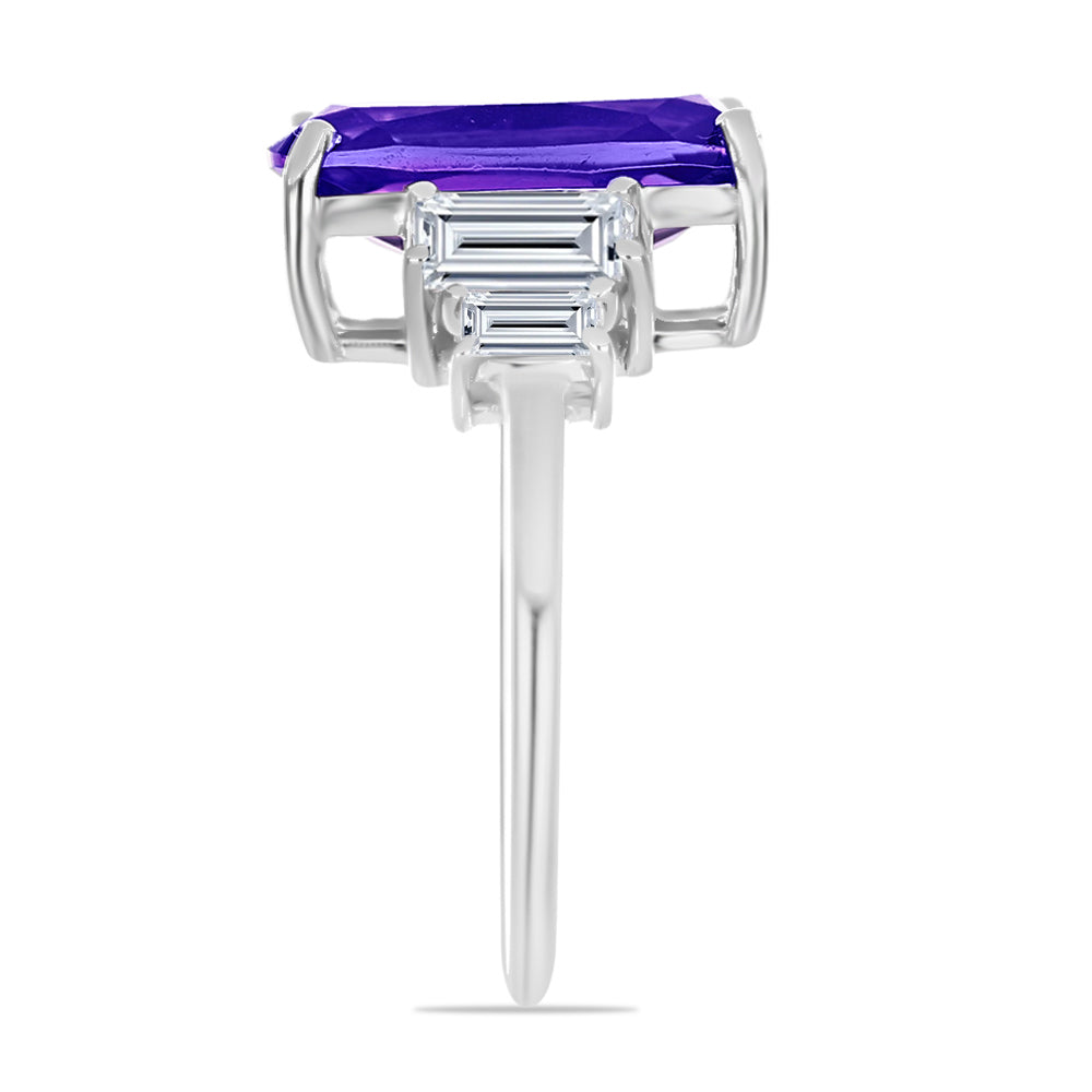 Silberring mit marokkanischem Amethyst und weißem Topas